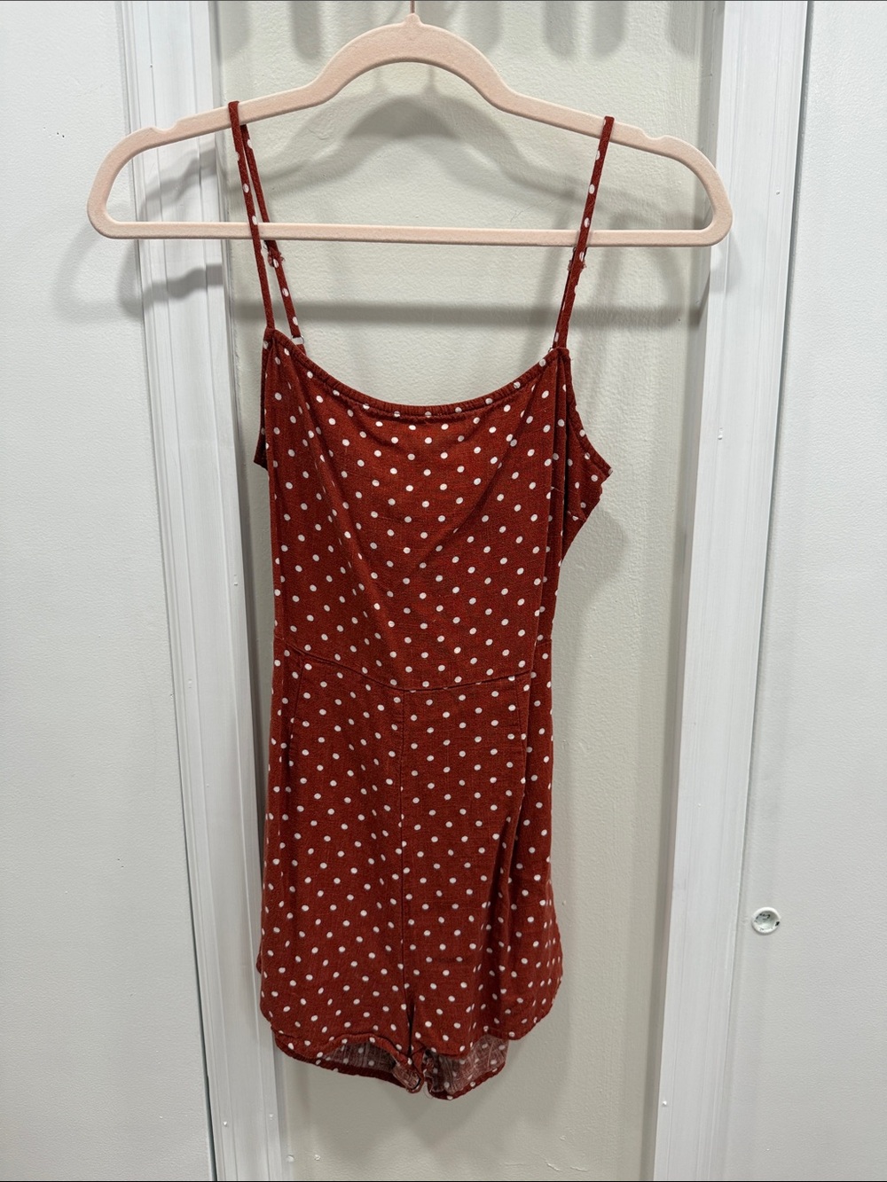 LA Hearts Rust Polka Dot Romper